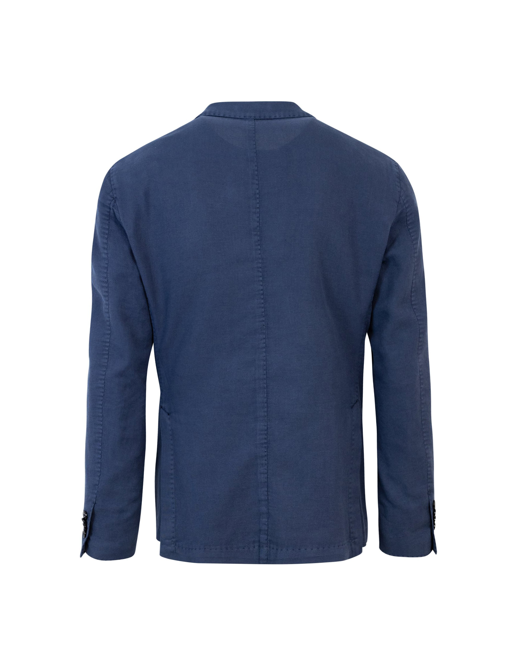 Shop L.b.m 1911 Single-breasted Jacket In Ramie Cotton In Blu