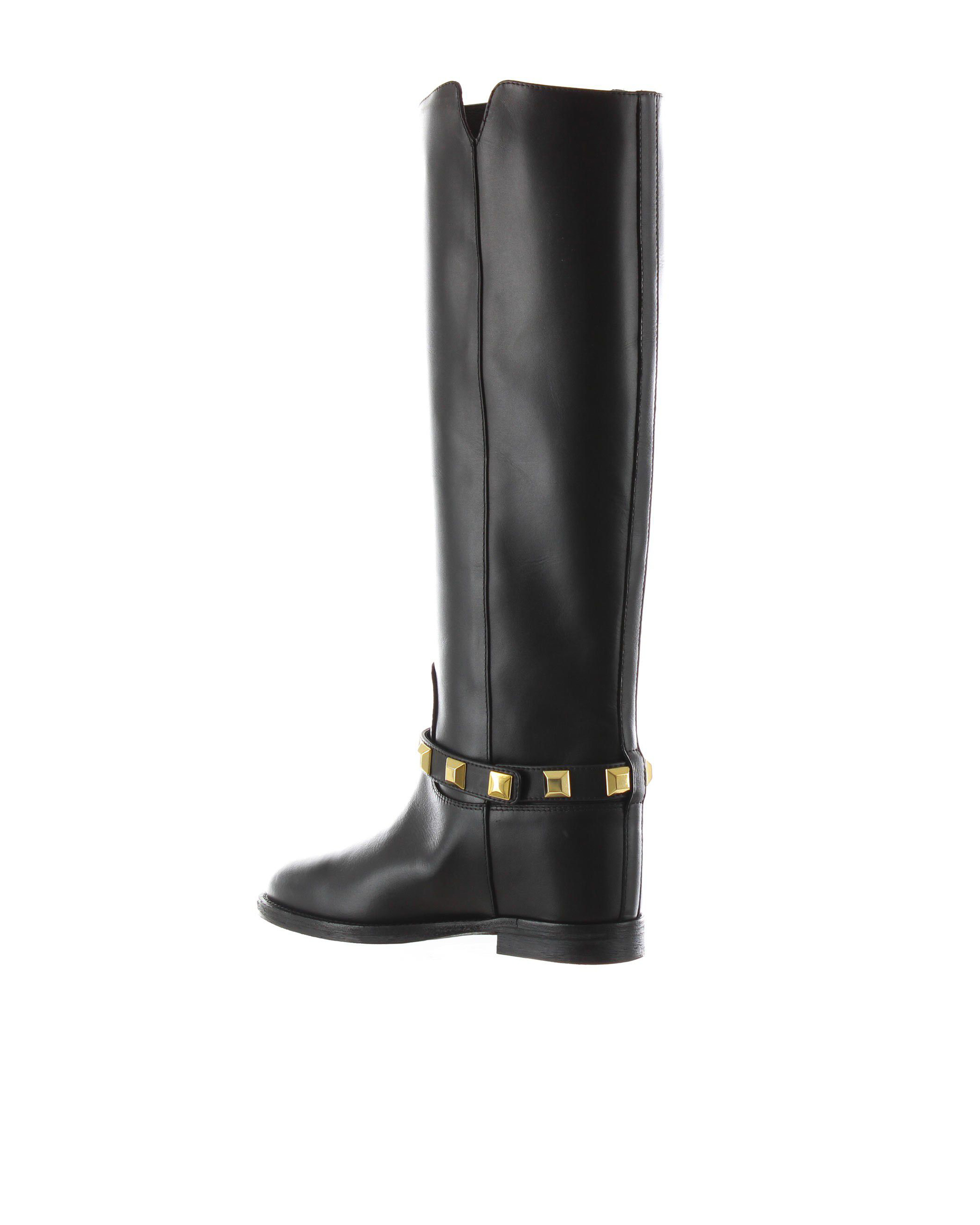 Shop Via Roma 15 Black Boot With Studded Belt In Nero