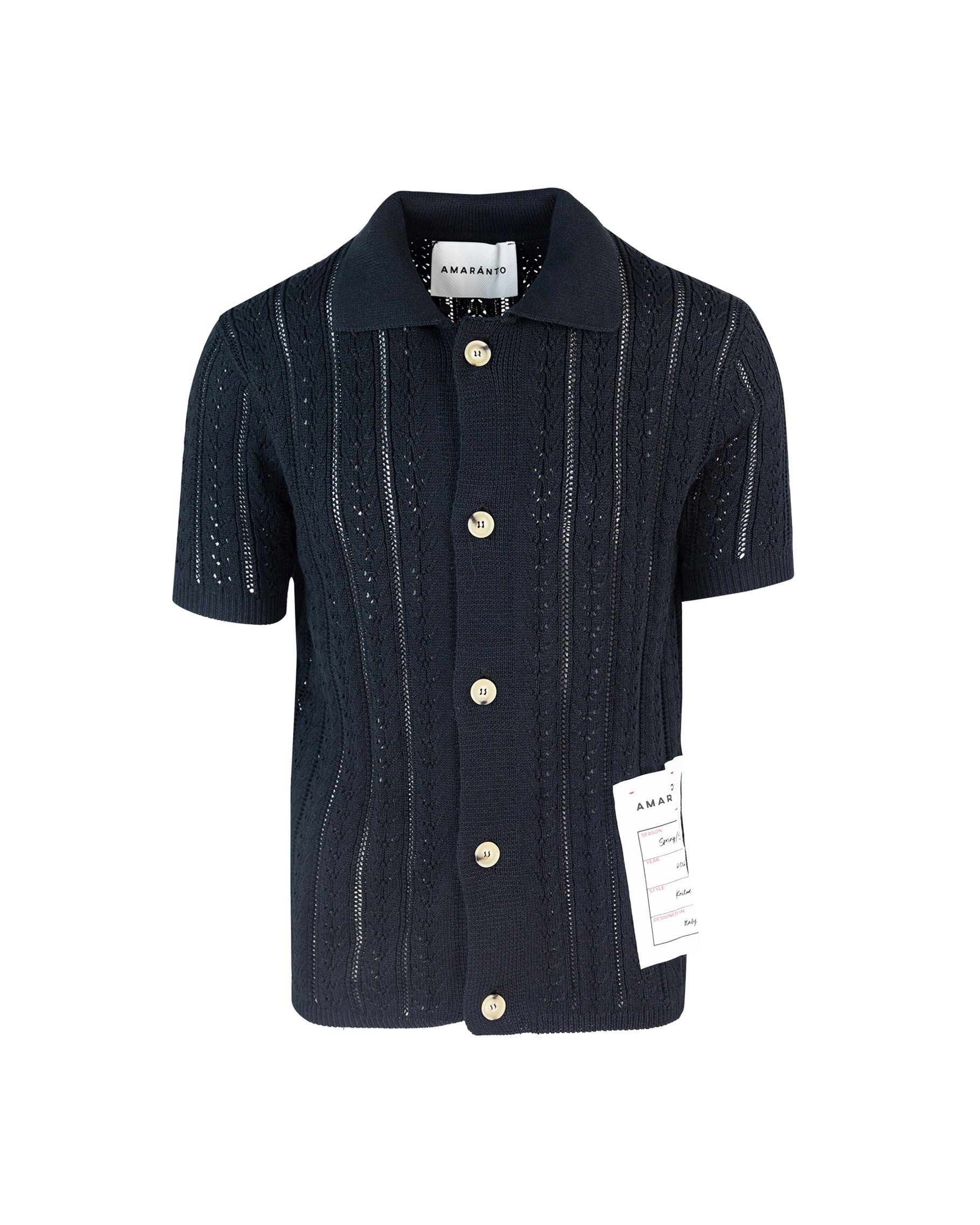 Shop Amaranto Black Perforated Shirt In A Nero 99