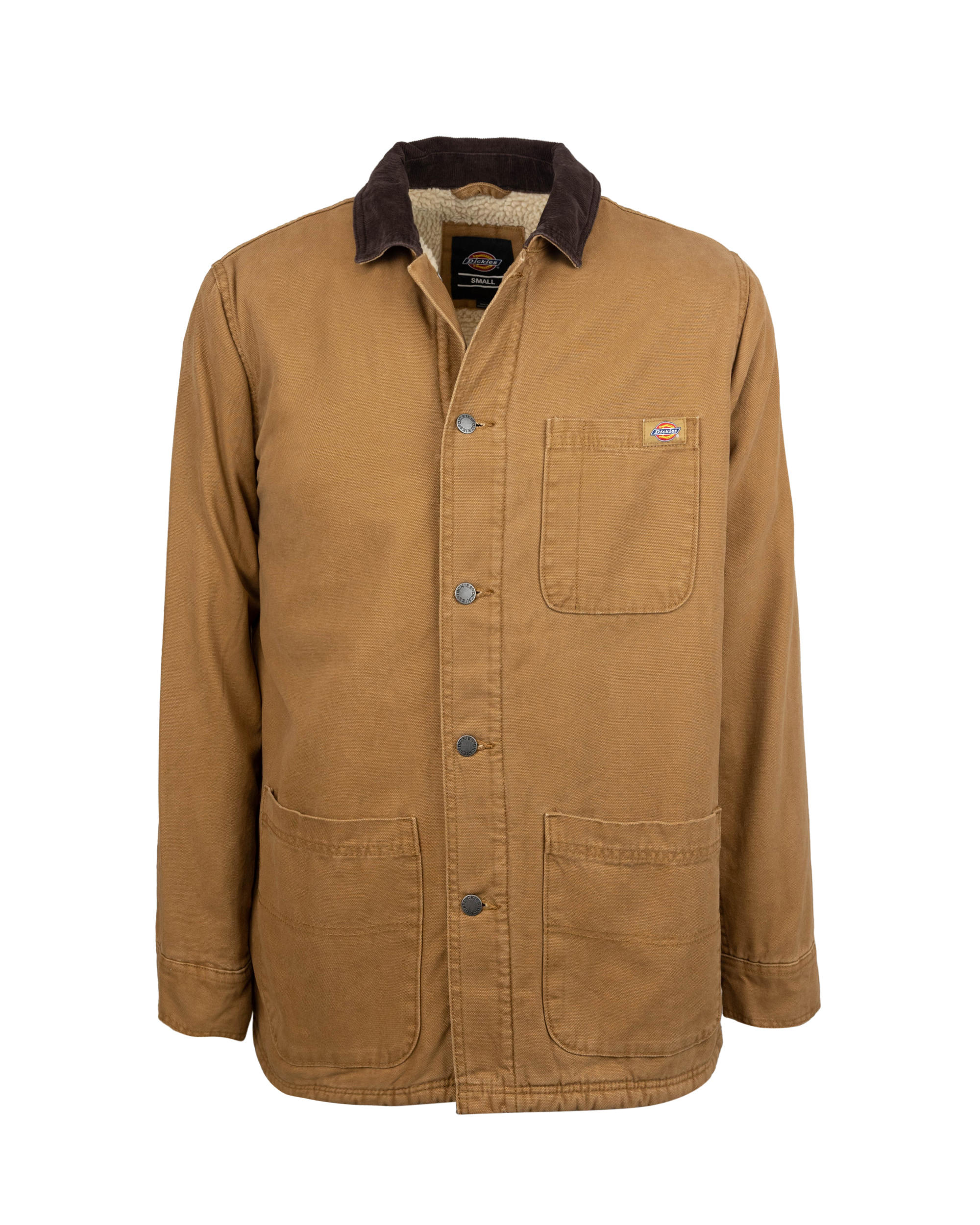 Shop Dickies Canvas Jacket With Sherpa Lining In C411sw Brown Duck