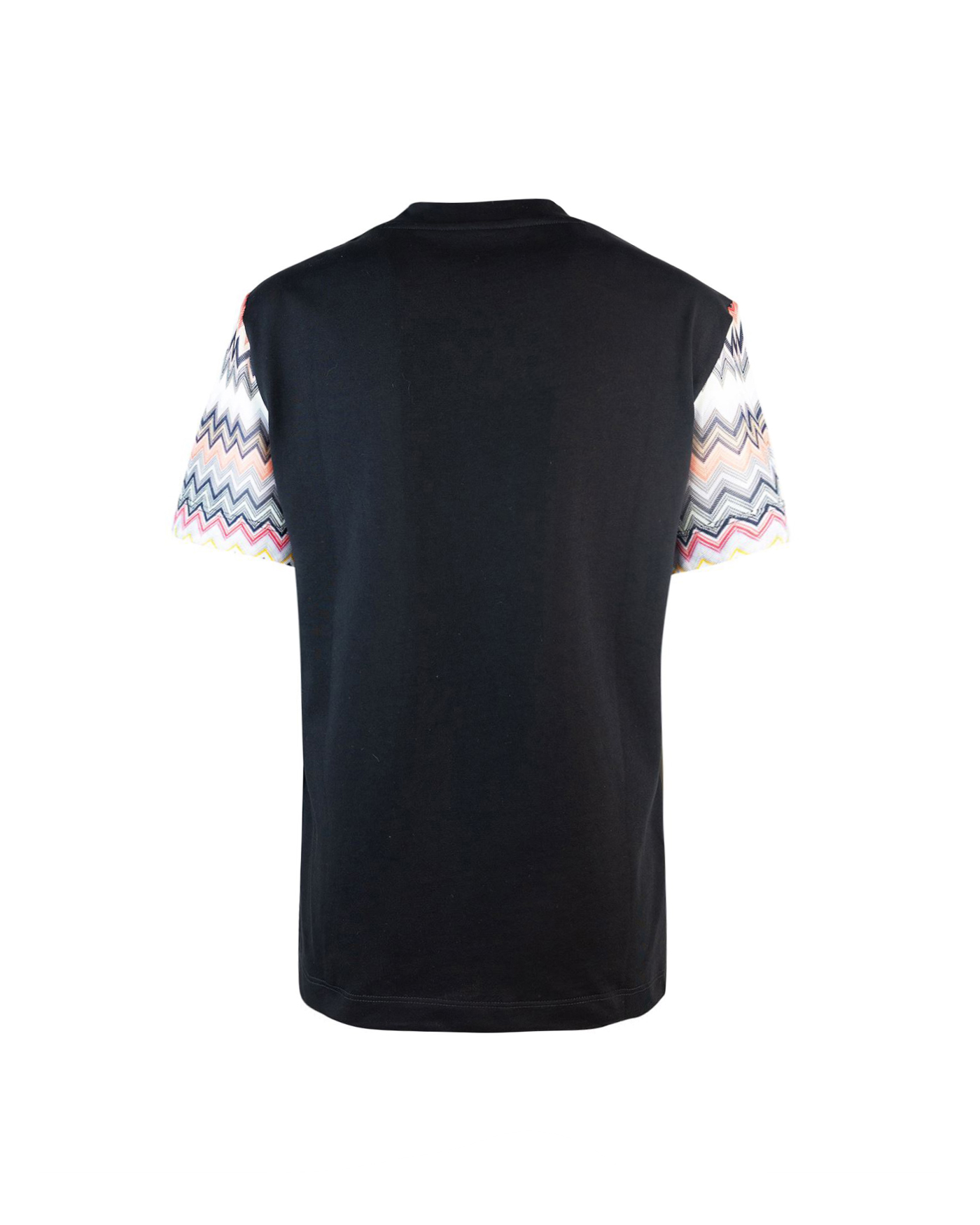 Shop Missoni Black Cotton T-shirt With Zig Zag Inserts In Bj00jus91j1