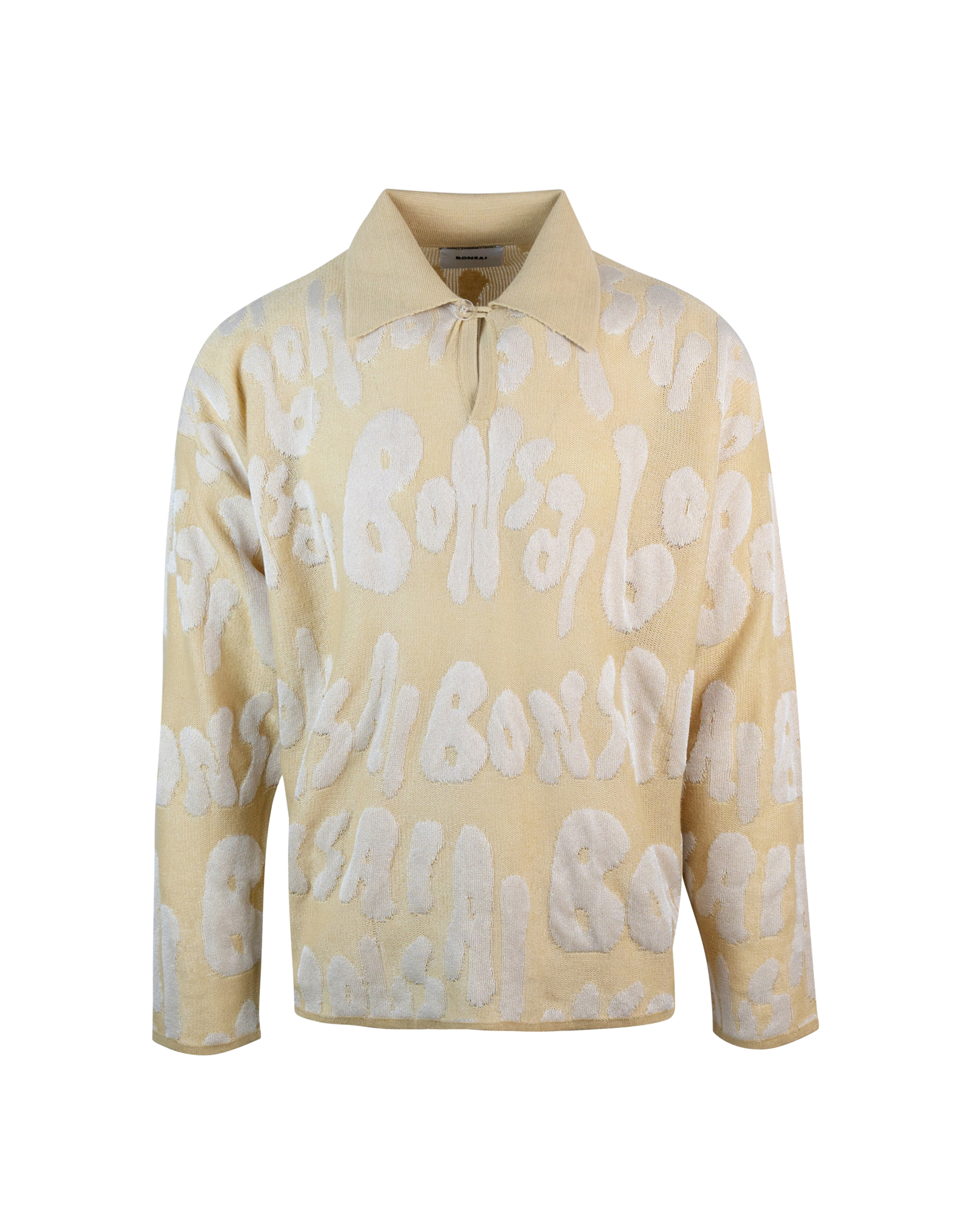 Shop Bonsai Clothing Polo Shirt In Jacquard Branding Knit In Almoilalmond Oil