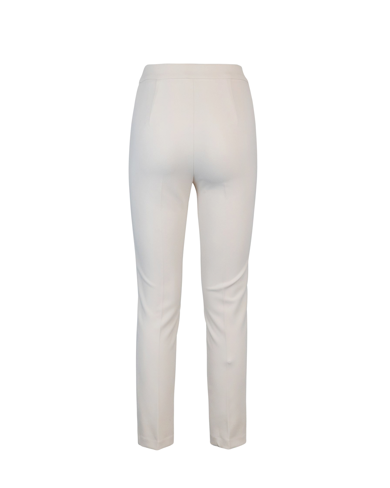 Shop Elisabetta Franchi Straight Stretch Crepe Trousers With Flaps In 193burro