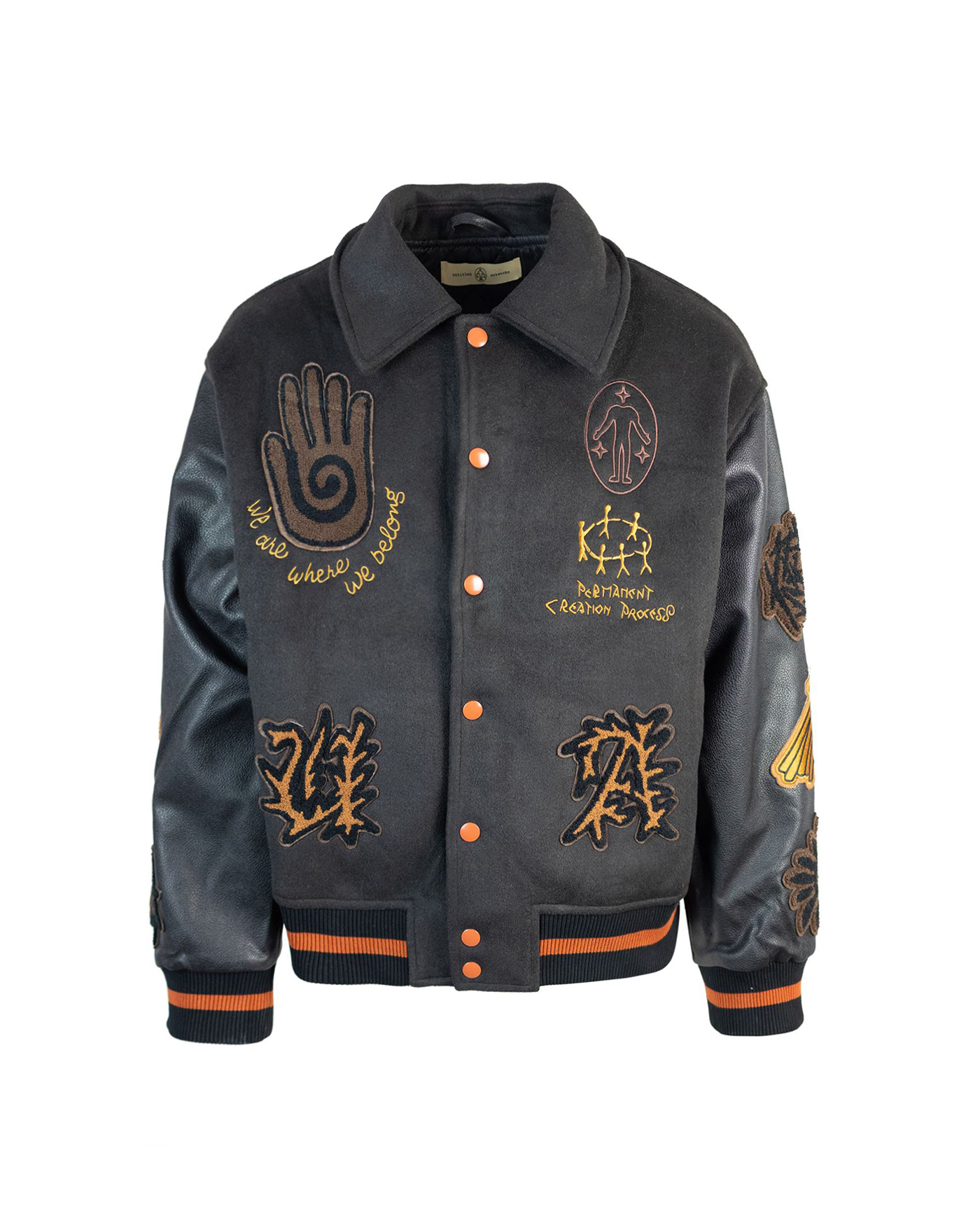 Shop Untitled Artworks Varsity College Black With Embroideries