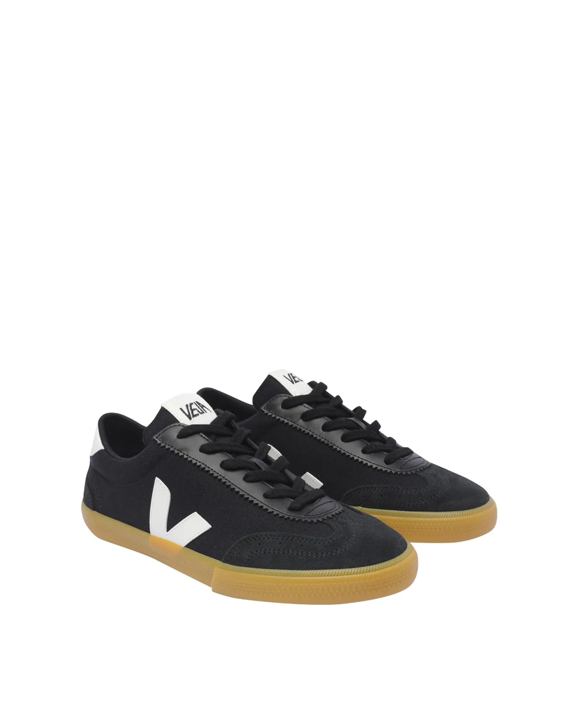 Shop Veja Sneaker Volley Canvas Black In Black_white_natural