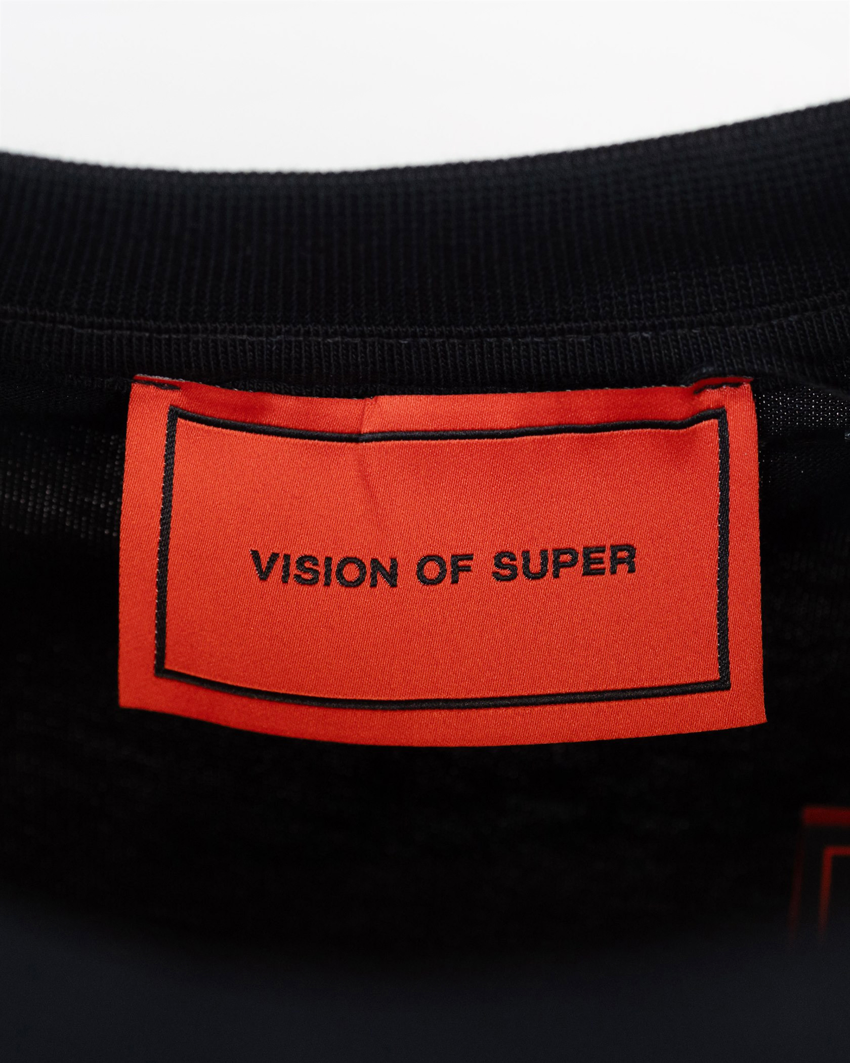 Shop Vision Of Super Black Crew-neck T-shirt With Embroidered Logo