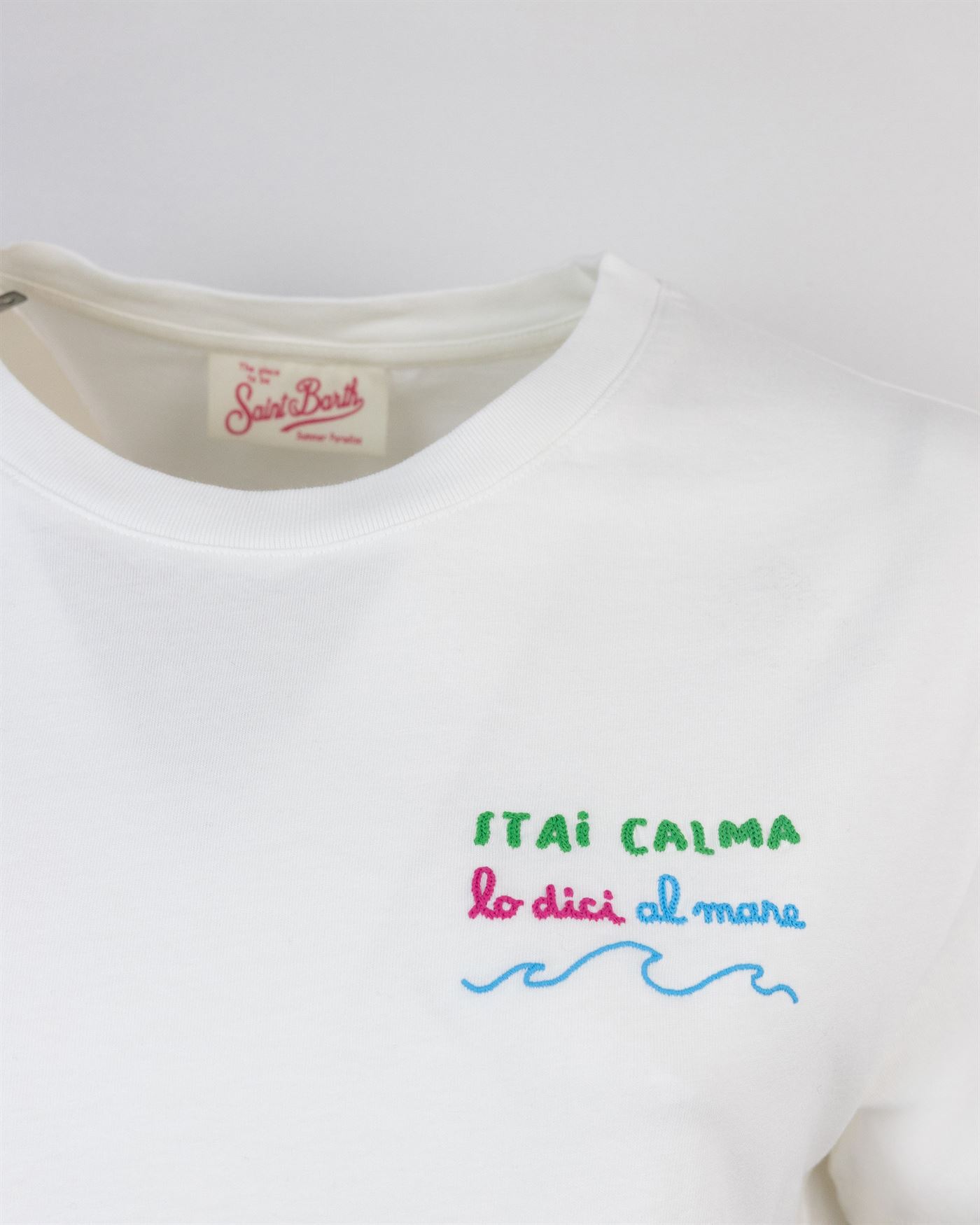 Shop Mc2 Saint Barth Stay Calm T-shirt. Say It To The Sea In 03053f