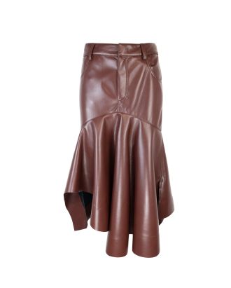 Brown eco-leather skirt