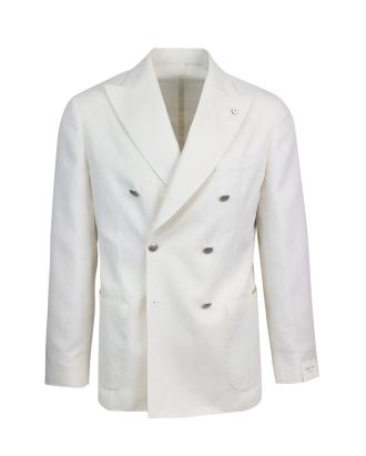 Double-breasted jacket in wool-linen blend