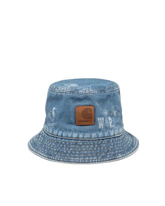 Stamp Bucket hat in blue denim