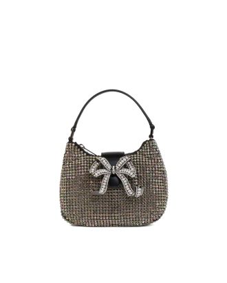 Handbag with bow and multi-rhinestones