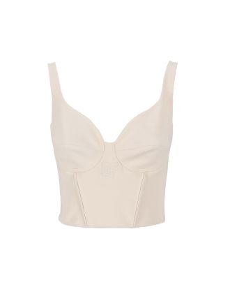 Top bustier in crêpe stretch con ricamo