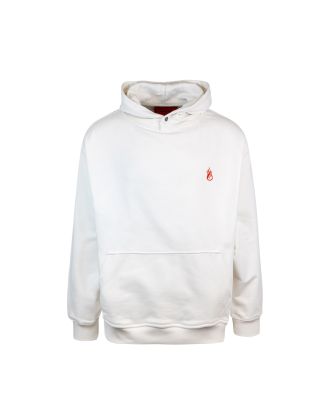 White sweatshirt with hood and embroidered logo