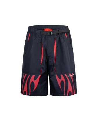 Black cargo shorts with tribal print